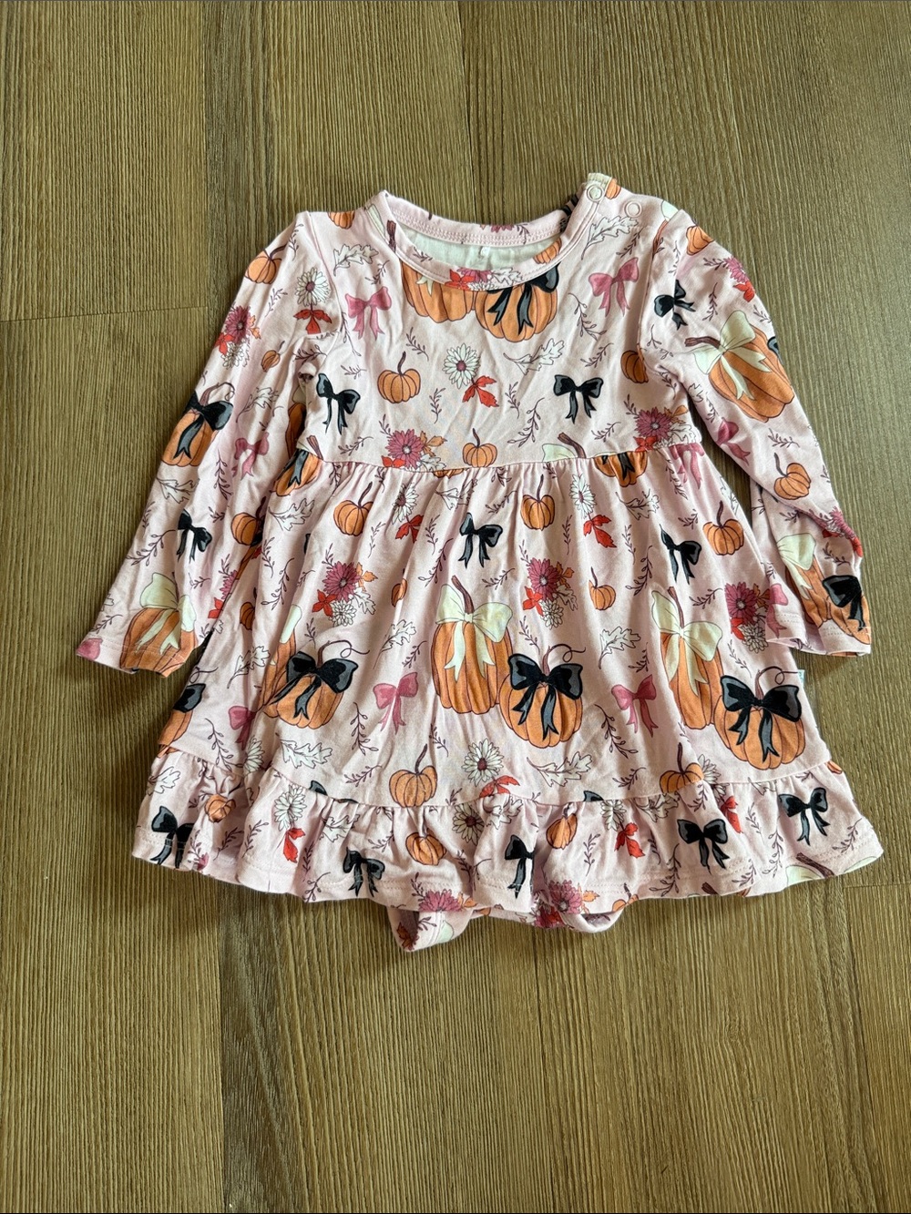Posh Peanut Halloween Pumpkin Long Sleeves Twirl Dress - 6-12m
